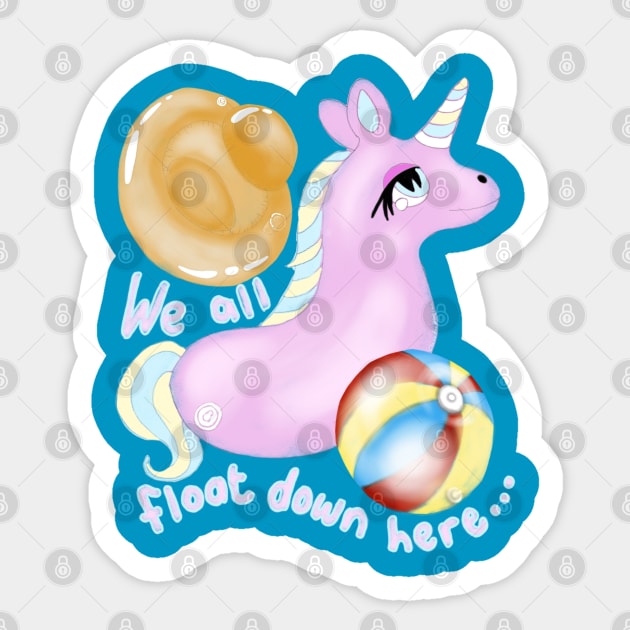 We All Float Down Here Pool Floatees Sticker by cheriedirksen